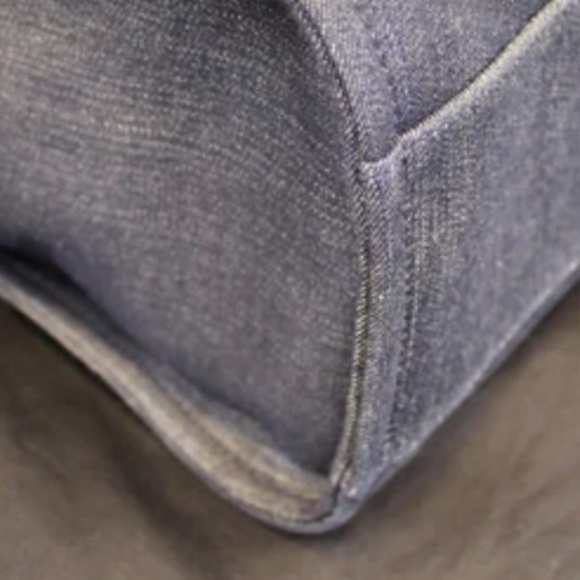 Authentic CHANEL Navy and Orange Logo Satchel - Picture 11 of 15